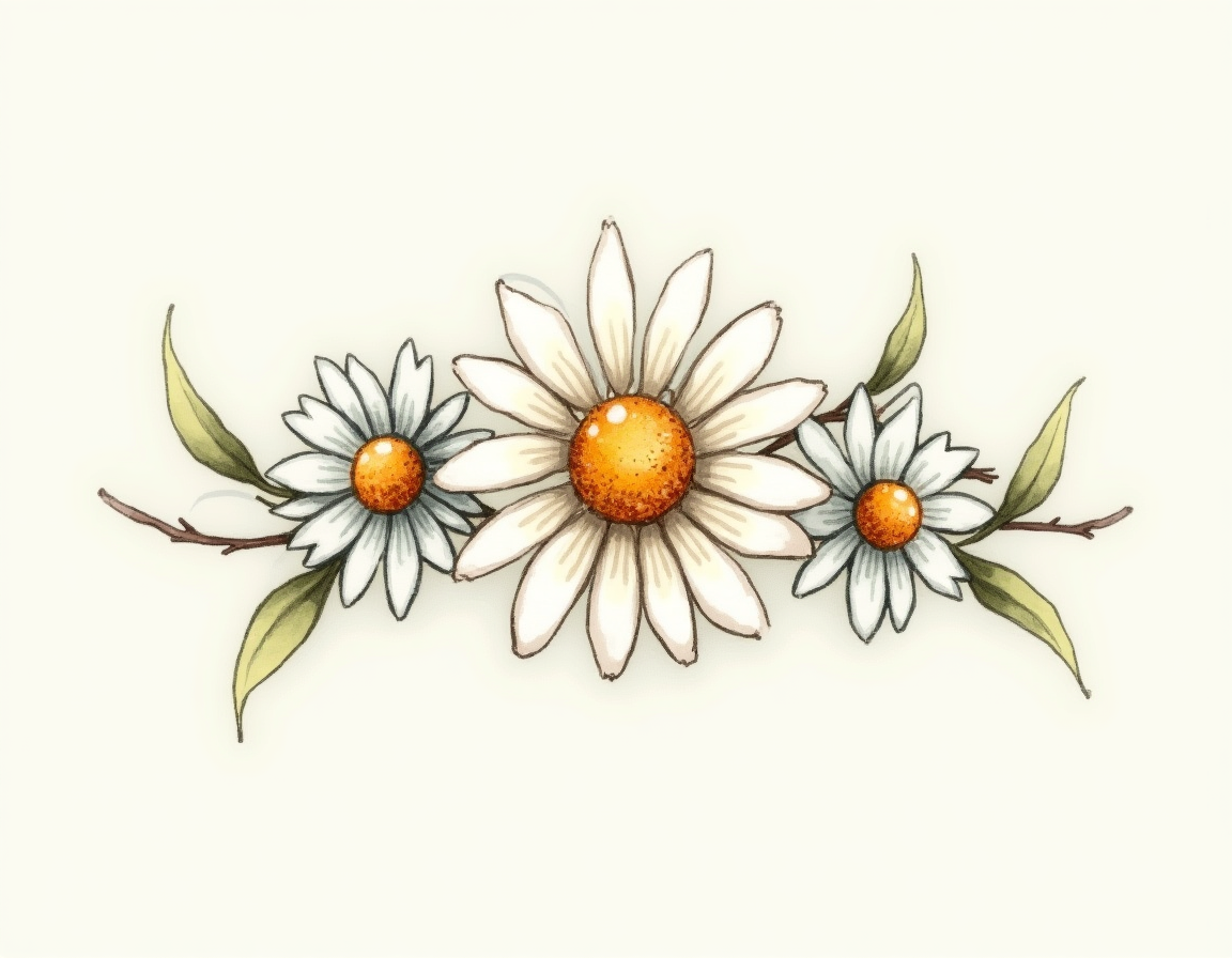 Daisy Crown — three daisies, simple and bright. Close like a cup of tea.